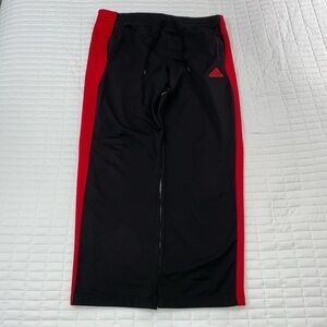 Baggy wide leg black and red striped adidas pants size M